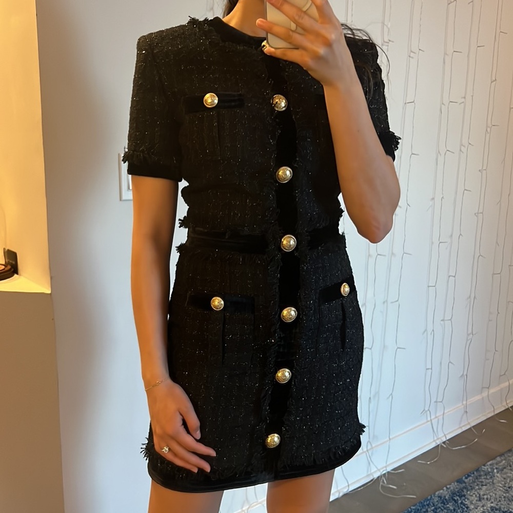 ❌SOLD❌ Balmain 38 Short iridescent black tweed dress - Picture 8 of 11